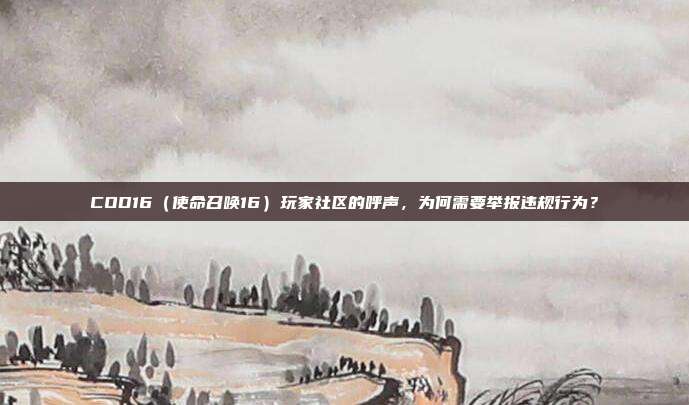 COD16(使命召唤16)玩家社区的呼声,为何需要举报违规行为?