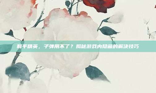 和平精英，子弹用不了？揭秘游戏内隐藏的解决技巧
