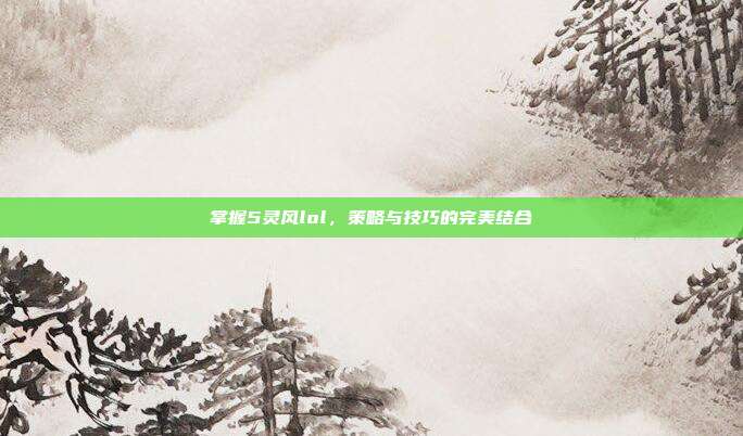 掌握5灵风lol,策略与技巧的完美结合