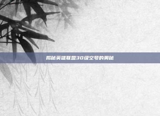 揭秘英雄联盟30级空号的奥秘
