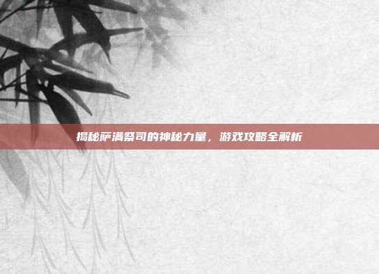 揭秘萨满祭司的神秘力量,游戏攻略全解析