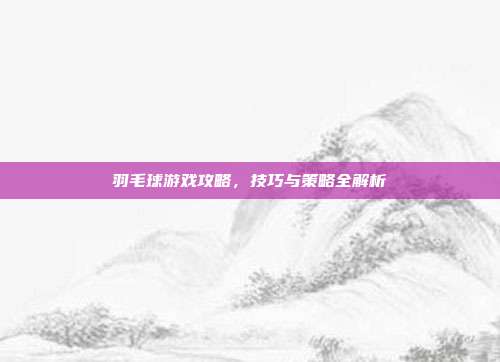 羽毛球游戏攻略,技巧与策略全解析