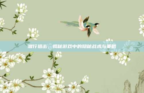 潜行狙击,揭秘游戏中的隐秘战术与策略