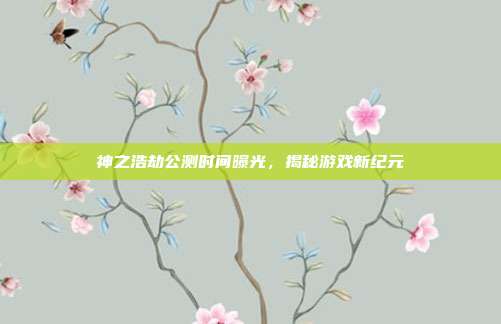 神之浩劫公测时间曝光,揭秘游戏新纪元