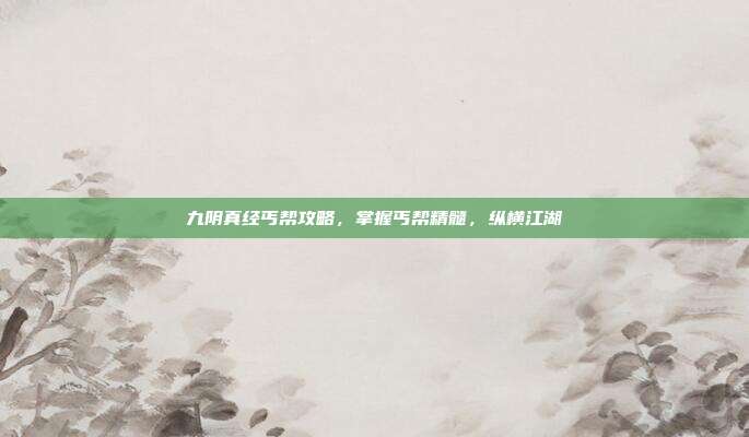 九阴真经丐帮攻略,掌握丐帮精髓,纵横江湖