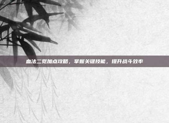 血法二觉加点攻略，掌握关键技能，提升战斗效率