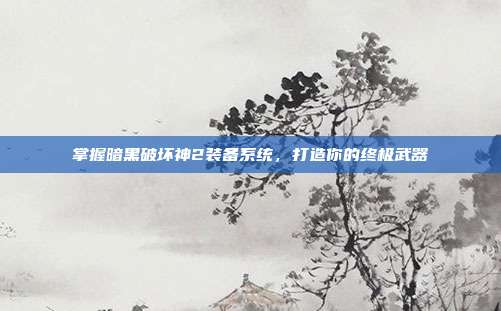 掌握暗黑破坏神2装备系统,打造你的终极武器