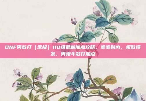 DNF男散打（武极）110级最新加点攻略，拳拳到肉，极致爆发，男格斗散打加点