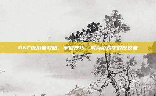 DNF流浪者攻略,掌握技巧,成为游戏中的佼佼者