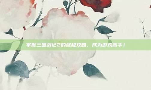 掌握三国战记2的终极攻略,成为游戏高手!