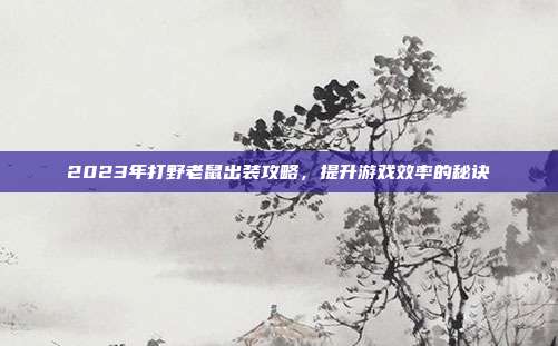2023年打野老鼠出装攻略,提升游戏效率的秘诀