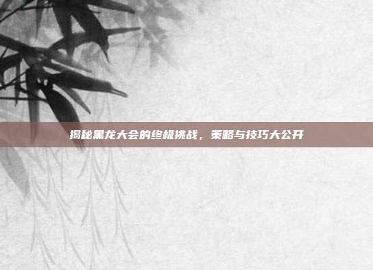 揭秘黑龙大会的终极挑战,策略与技巧大公开