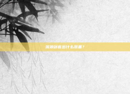 流浪剑客出什么装备?