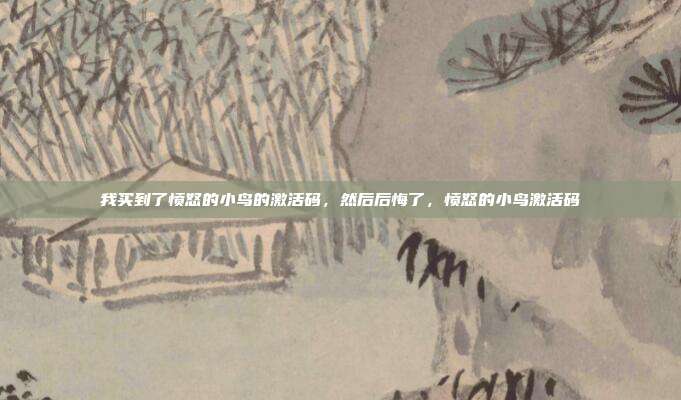 我买到了愤怒的小鸟的激活码，然后后悔了，愤怒的小鸟激活码