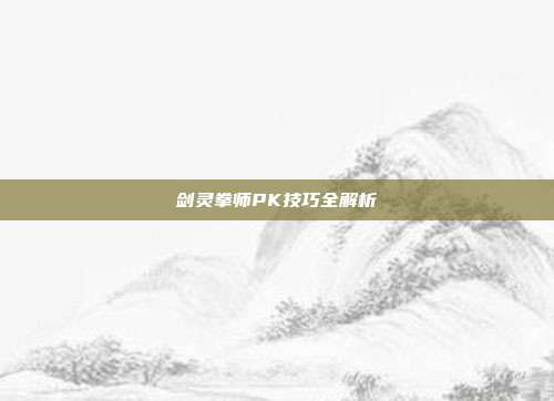 剑灵拳师PK技巧全解析