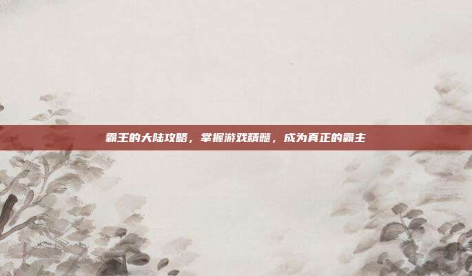 霸王的大陆攻略,掌握游戏精髓,成为真正的霸主