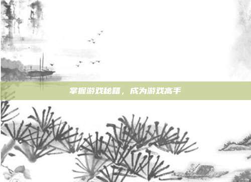 掌握游戏秘籍，成为游戏高手