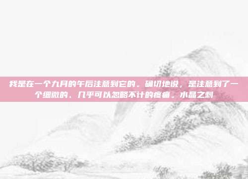 我是在一个九月的午后注意到它的。确切地说，是注意到了一个细微的、几乎可以忽略不计的疼痛。水晶之刺