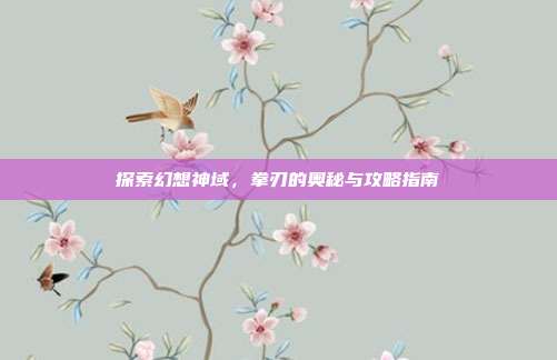 探索幻想神域，拳刃的奥秘与攻略指南