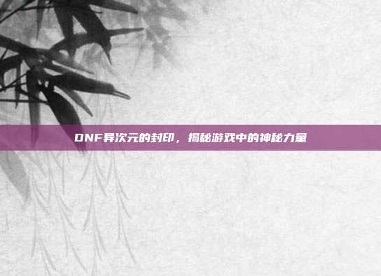 DNF异次元的封印,揭秘游戏中的神秘力量