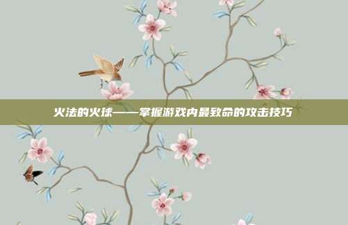 火法的火球——掌握游戏内最致命的攻击技巧