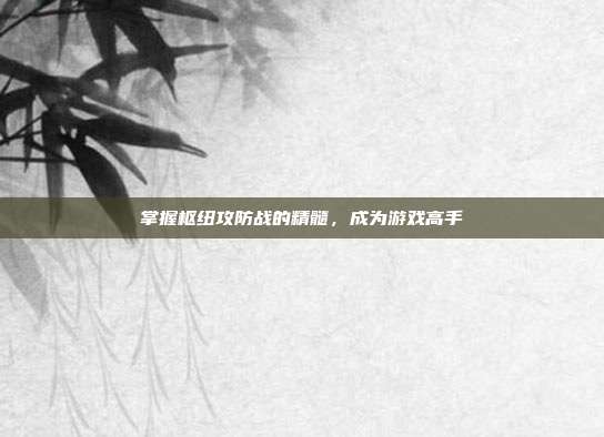 掌握枢纽攻防战的精髓，成为游戏高手