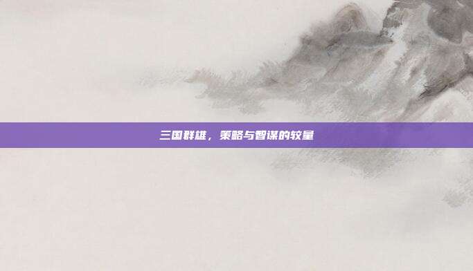 三国群雄，策略与智谋的较量
