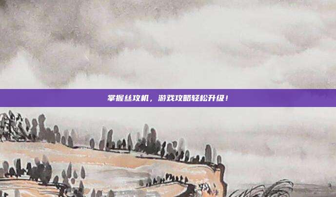 掌握丝攻机，游戏攻略轻松升级！