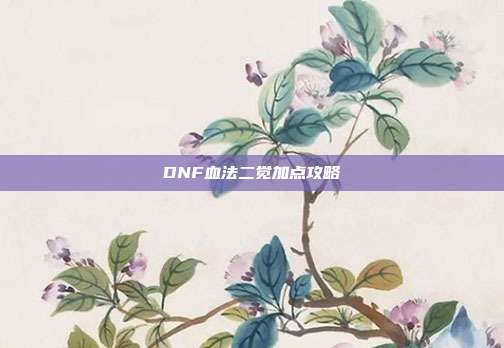 DNF血法二觉加点攻略