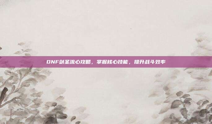 DNF剑圣流心攻略,掌握核心技能,提升战斗效率