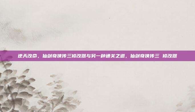 逆天改命，仙剑奇侠传三修改器与另一种通关之道，仙剑奇侠传三 修改器