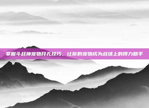 掌握斗战神宠物开孔技巧,让你的宠物成为战场上的得力助手