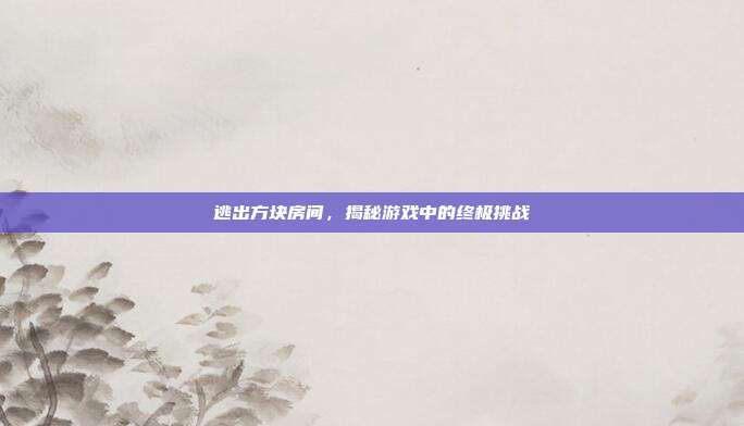 逃出方块房间,揭秘游戏中的终极挑战