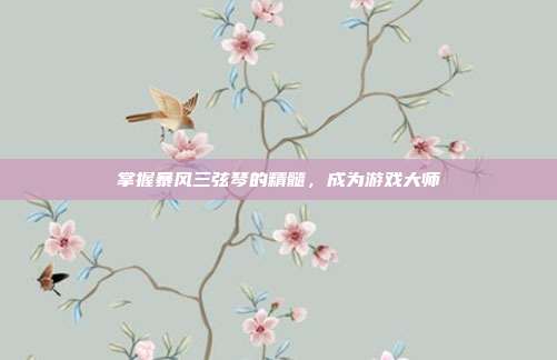 掌握暴风三弦琴的精髓,成为游戏大师