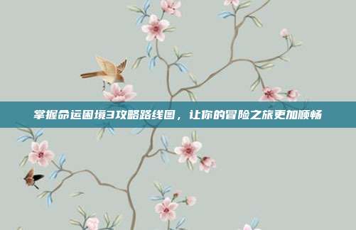 掌握命运困境3攻略路线图，让你的冒险之旅更加顺畅