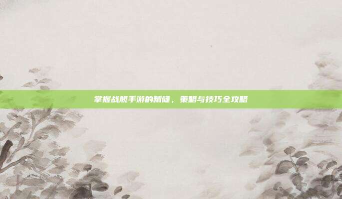 掌握战舰手游的精髓,策略与技巧全攻略