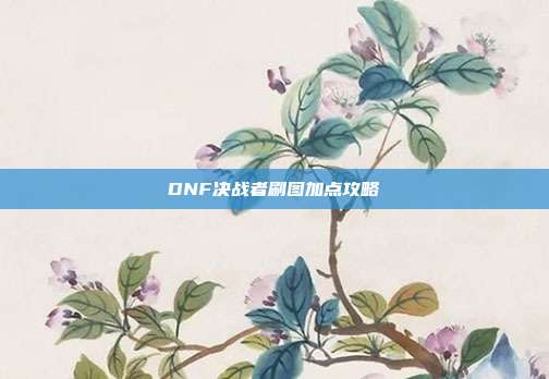 DNF决战者刷图加点攻略