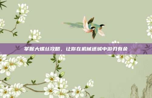 掌握大螺丝攻略，让你在机械迷城中游刃有余