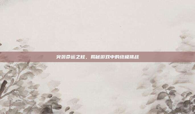 突袭命运之柱，揭秘游戏中的终极挑战