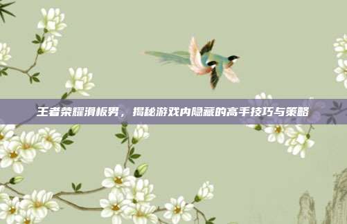 王者荣耀滑板男，揭秘游戏内隐藏的高手技巧与策略