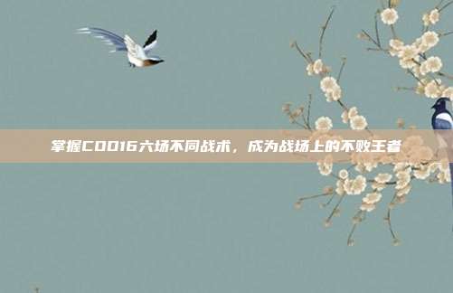 掌握COD16六场不同战术，成为战场上的不败王者
