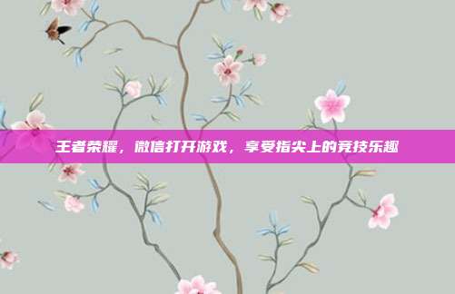 王者荣耀,微信打开游戏,享受指尖上的竞技乐趣