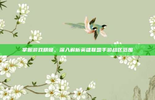 掌握游戏精髓，深入解析英雄联盟手游战区范围