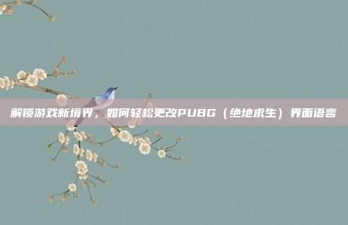 解锁游戏新境界，如何轻松更改PUBG（绝地求生）界面语言