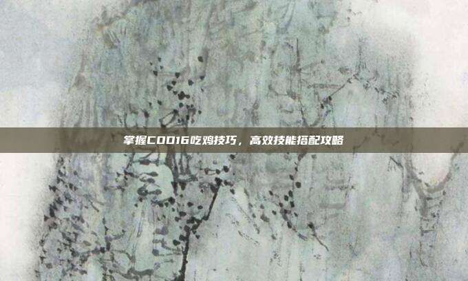 掌握COD16吃鸡技巧，高效技能搭配攻略