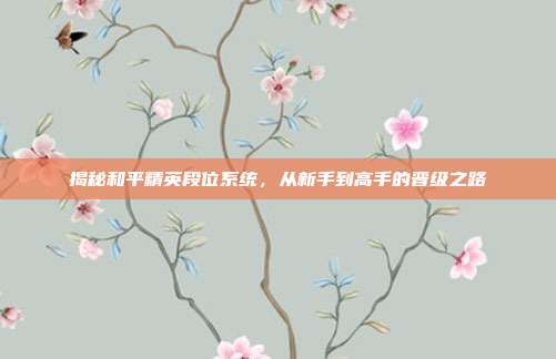 揭秘和平精英段位系统，从新手到高手的晋级之路