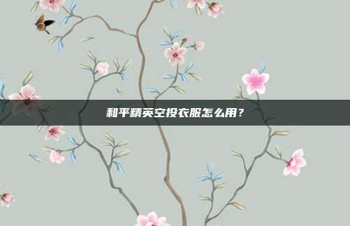 和平精英空投衣服怎么用?