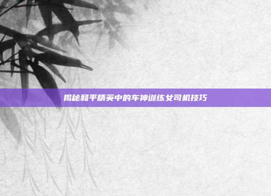 揭秘和平精英中的车神训练女司机技巧