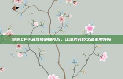 掌握CF手游战绩清除技巧,让你的竞技之路更加顺畅