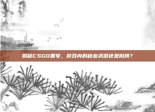 揭秘CSGO黑号，游戏内的秘密武器还是陷阱？